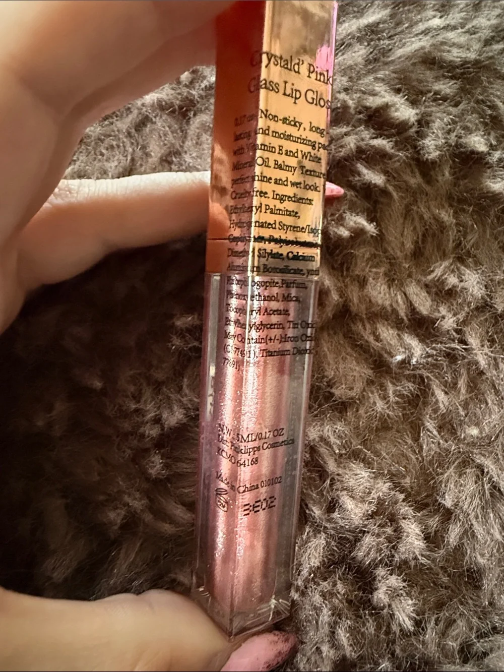Annabelle Pink Lip Gloss with Gold Cap